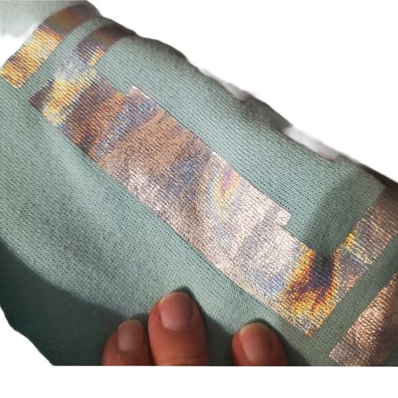 VS PINK Baby Blue Campus Crew Holographic Logo XS - Picture 8 of 11